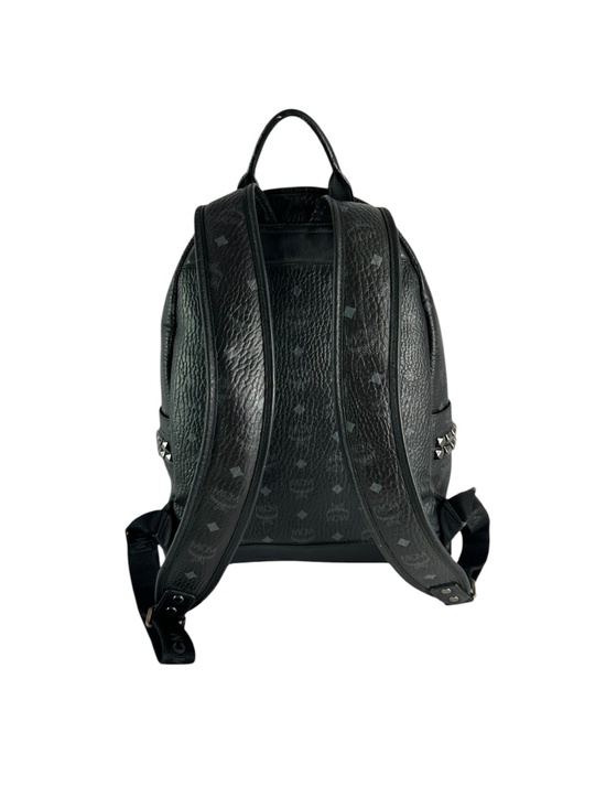 Genuine MCM Monogram Stark Side Studs Visetos Black Backpack Logo Unisex main image 10